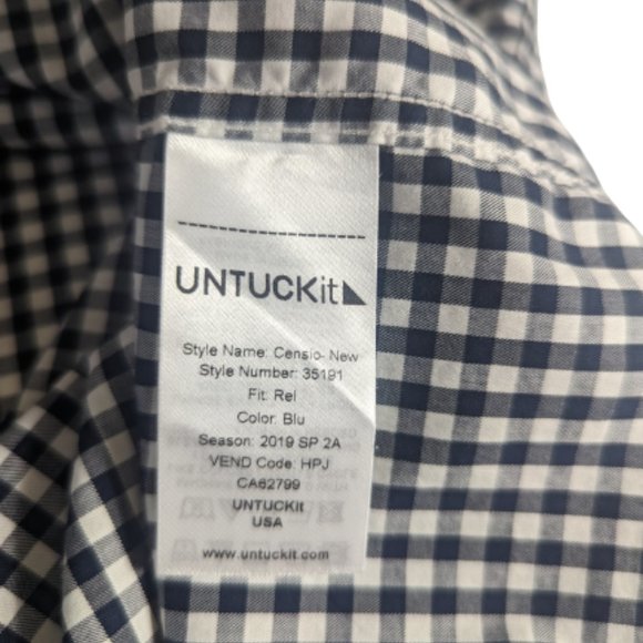 Theory Mens Shirt Blue/White Gingham Plaid Short Sleeve Button Cotton Sz. L/G - Picture 8 of 9